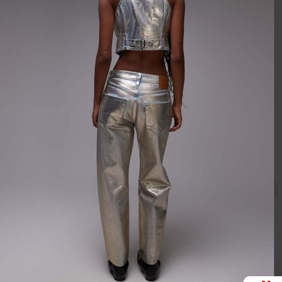 Levi’s 501 90s Gold Metallic Painted Jeans - Picture 9 of 9